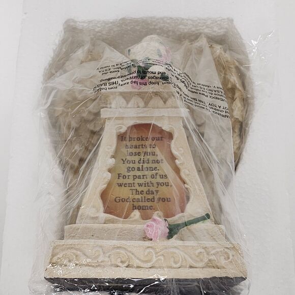 Solar Lighted Stone-Finished Resin Weeping Angel Garden Memorial, Beige New! - Picture 9 of 10